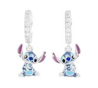 Aretes de aro con dijes de piedra de Lilo y Stitch de plata de ley 925 para niñas de Disney