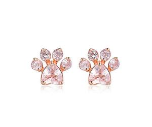 Aretes de diamantes de imitación para niñas y mujeres, 1 par de aretes de tuerca de oro rosa prácticos en forma de pata para una encantadora cita con chica, durabilidad