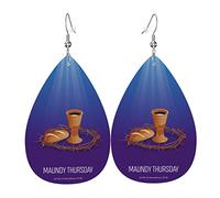 Aretes de Jueves Santo para mujeres y niñas, joyería ligera de cuero, aretes colgantes en forma de lágrima