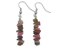 Aretes De Mujer,Pendientes Largos De Grava con Colgante De Gancho, Pendientes Colgantes De Turmalina Motley, Pendientes De Cristal De Equilibrio Reiki, Joyas De Yoga con Piedras Preciosas para Mujer