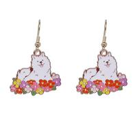 Aretes de Perro Samoyedo Florales Esmaltados Encantadores Colgantes para Mujeres Animales Lindos Dijes Regalos de Vacaciones Verano (Blanco)