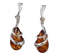 Aretes de plata esterlina y ámbar de miel báltica "Zuzanna"