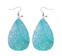 Aretes El Agua Ondula Las Olas Del Mar Del Océano Bastante Azul, Pendientes De Mujer Largos De Cuero Ligeros Pendientes De Colgante Vintage Pendientes Largos De Cuero Para Mujeres Niñas