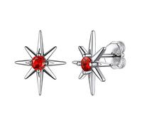 Aretes Estrella Norte Plata de Ley 925 Joyería de Mujeres con Piedras Natales Rubí Rojo de Julio Regalo para Cumpleaños Pendientes Modernos Minimalistas para Parejas