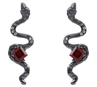 Aretes Góticos de Serpiente con Cristal Rojo Colgantes Joyería para Mujeres Amigas Accesorios de Animales Halloween Declaración Regalos (Negro)