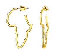 Aretes Grandes Líneas Mapa Africano Material Dudadero Latón con Agujas Antialérgica Plata de Ley 925 Pendientes Modernos para Mujeres Muchachas