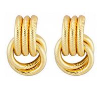Aretes gruesos de oro para mujer, oro de 14 quilates, aretes geométricos de moda para mujer, accesorios de disfraz de joyería de moda 2025, Cobre, Sin piedra preciosa