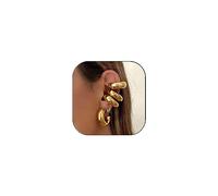 Aretes gruesos de oro para mujer, sin perforación, oro de 18 quilates, grandes, redondos, con clip, para cartílago, un paquete, Acero inoxidable, Sin piedra preciosa