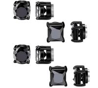 Aretes magnéticos compactos de 8 mm para hombres y mujeres, aretes de acero inoxidable con circonita cúbica brillante, aretes falsos sin perforación, cómodos de llevar, aretes magnéticos falsos para