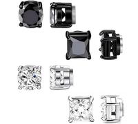 Aretes magnéticos compactos de 8 mm para hombres y mujeres, aretes de acero inoxidable con circonita cúbica brillante, aretes falsos sin perforación, cómodos de llevar, aretes magnéticos falsos para