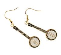 Aretes Miniblings banjo pendientes músico percha de la música country Nueva Orleans Blues Guitar - joyería hecha a mano de plata de la manera Pendientes plateado I