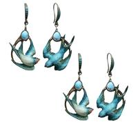 Aretes Pájaro Azul de la Libertad, Pendientes Colgantes de Colibrí con Esmalte Azul Artesanal, Hipoalergénicos, Regalo para Amantes de las Aves (2 pcs)