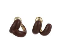 Aretes Stud Curva Esmalte Baño Oro Delicados Mujer Mamá Amigas Geométrica Joyería Accesorios San Valentín Cumpleaños Regalos Declaración YIQPKUM (Marrón)