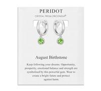 Aretes tipo argolla con piedra natal de agosto creados con cristales Peridot Zircondia®