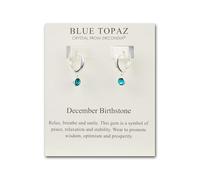 Aretes tipo argolla con piedra natal de diciembre creados con cristales de topacio azul Zircondia®