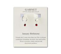 Aretes tipo argolla con piedra natal de enero creados con cristales de granate Zircondia®