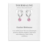 Aretes tipo argolla con piedra natal de octubre creados con cristales de turmalina Zircondia®