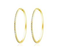 Aretes tipo argolla de 50 mm chapados en oro creados con cristales de Zircondia®