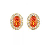 Aretes únicos para mujer, aretes en J para mujer, halo con diamante creado en laboratorio de 2 quilates de color Fanta y moissanita, oro amarillo de 18 quilates