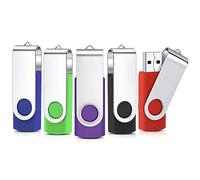 AreTop Memoria USB 8 GB - Lote de 5 llaves USB 2.0, memoria Stick almacenamiento giratorio, llavero USB U disco (5 colores mezclados: rojo, verde, negro, azul morado)