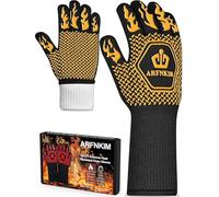 ARFNKIM Guantes de horno para barbacoa, 800.0 °C, 3 capas, resistentes al calor, guantes de silicona antideslizantes para barbacoa, parrilla, hornear, soldar, ahumar (un par) (amarillo)