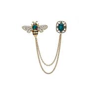 ARFUKA Broche de abeja de diamantes de imitación con cadenas, elegante pin de solapa para chaquetas, vestidos, abrigos, joyería de moda para mujer, regalo para ella