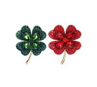 ARFUKA Broches Para Mujer De Navidad, Broches De Cristal Con Pedrería De Trébol De Cuatro Hojas, Juego De Regalo De Cumpleaños De Navidad, Paquete De 2
