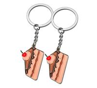 ARFUKA Juego de 2 llaveros con colgante de tarta, llavero de metal, joyería de regalo de cumpleaños de Navidad, llavero para hombres y mujeres