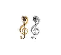 ARFUKA Juego de 2 pines esmaltados para micrófono, broches de solapa esmaltados, para ropa, regalo de joyería para amigos, paquete de 2, Metal