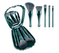 ARFUKA Juego de 5 brochas de maquillaje pequeñas, de viaje, con almacenamiento y espejo