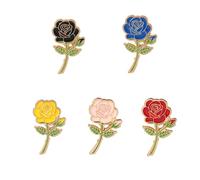 ARFUKA Juego de 5 pines esmaltados con diseño de rosas y flores, elegantes y bonitos broches de aleación para mujeres, adolescentes, accesorios de insignia floral para mochilas, chaquetas, bolsas