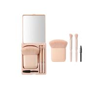 ARFUKA Juego de brochas de maquillaje de viaje, mini brochas de maquillaje con estuche y espejo integrado