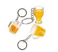 ARFUKA Llavero con colgante de cerveza, llavero de metal, llavero para hombres y mujeres, organizador de llaves de cumpleaños, Navidad, boda, día de San Valentín, Amarillo, Small