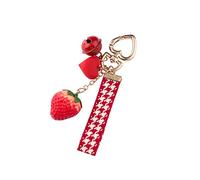 ARFUKA Llavero de fresa y campana, bonito llavero de frutas para mujeres y hombres, bolso, cartera, abalorio, llavero, accesorios, rojo, Rojo -, S