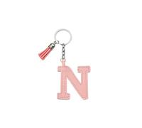 ARFUKA Llavero de letra con colgante de borla de piel sintética de colores, bonito dije de bolso, accesorios de decoración de mochila para mujeres y hombres, Lette N, Talla única