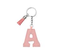 ARFUKA Llavero de letra con colgante de borla de piel sintética de colores, llavero del alfabeto A, bonito dije de bolso, accesorios de decoración de mochila para mujeres y hombres, rosa, Talla única