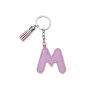 ARFUKA Llavero de letra con colgante de borla de piel sintética de colores, llavero del alfabeto M, bonito dije de bolso, accesorios de decoración de mochila para mujeres y hombres, Morado (, Talla
