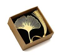 ARFUKA Marcapáginas de metal Ginkgo marcapáginas hueco de la hoja con borla, regalos para mujeres, niños, adolescentes, lectores y amantes del libro (dorado)
