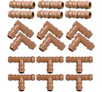 Arfun Kit de accesorios de riego por goteo para tubos de 1,27 cm, juego de 18 conectores de púas - 6 Tees, 6 acoplamientos, 6 codos, piezas de línea de goteo (17 mm de diámetro interior) media pulgada