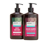 ARGANICARE | Champú + Acondicionador de Queratina | Regenera Intensamente el Cabello | Previene y trata las puntas abiertas | Cabello Suave, Sedoso y Brillante | 2x400ML