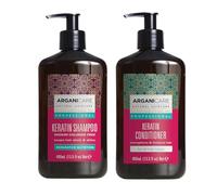 ARGANICARE | Champú + Acondicionador de Queratina | Regenera Intensamente el Cabello | Previene y trata las puntas abiertas | Cabello Suave, Sedoso y Brillante | 2x400ML