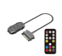 ARGB Controlador de iluminación 5 V 3 pines adaptador para alimentación SATA, concentrador de sincronización manual para ventiladores de carcasa, tiras LED con botón de encendido/apagado, negro, cable