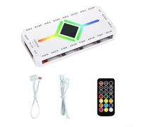 ARGB - Controlador de ventilador, 5 V y 3 pines para control de temperatura PWM, control remoto inalámbrico RGB para controlador de iluminación para ventiladores de carcasa de PC, tiras LED (blanco)