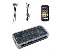 ARGB Fan Hub 10 para puerto para controlador pwm con control remoto inalámbrico para carcasa de PC, placa base de iluminación RGB, tira LED direccionable de 5 V para SATA Power Negro (iluminación)