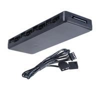 ARGB PWMs - Controlador de concentradores de ventilador con 8 puertos SATAs de entrada de alimentación y control remoto para carcasa de PC de refrigeración ARGB PWM Fan Hub