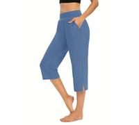 ARGELAN Pantalones para mujer, pantalones cortos de Reino Unido, medio elástico, para exteriores, con bolsillos, color sólido, ligeros, lisos, clásicos, holgados, cómodos, de gran tamaño
