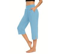 ARGELAN Pantalones para mujer, pantalones cortos de Reino Unido, medio elástico, para exteriores, con bolsillos, color sólido, ligeros, lisos, clásicos, holgados, cómodos, de gran tamaño