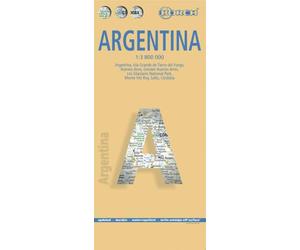 Argentina. Argentinien. Map 1. 3.800.000: Isla Grande de Tierra del Fuego, Buenos Aires, Gran Buenos Aires, Parque Nacional los Glaciares, Monte Fitz Roy, Salta, Córdoba (Borch Map)