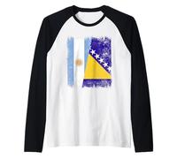 Argentina Bosnia Y Herzegovina Media Bandera Camiseta Manga Raglan