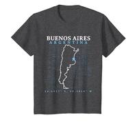 Argentina Buenos Aires Camiseta, Niños, Jaspeado Oscuro, 8 años